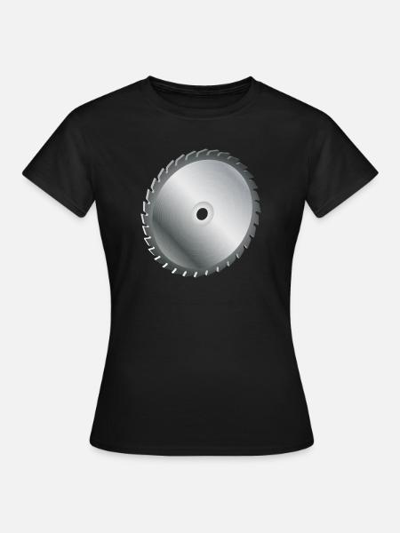einzelnes Kreissägeblatt Metallfarben - Frauen T-Shirt - Schwarz