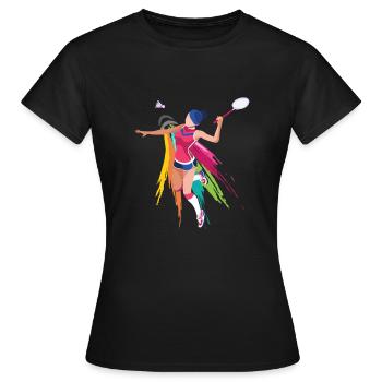 Badminton Femmes - T-shirt Femme - noir - Devant - AI Model Female 172 dark (172cm)
