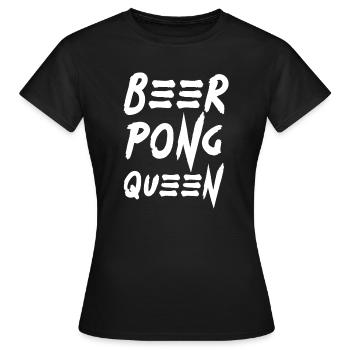 Font beerpong queen beer drinking game game - Women's T-Shirt - black - Front - AI Model Female 172 dark (172cm)