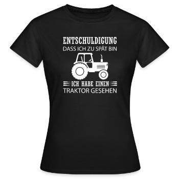 Ich habe einen Traktor gesehen - Frauen T-Shirt - Schwarz - Vorne - AI Model Female 172 dark (172cm)