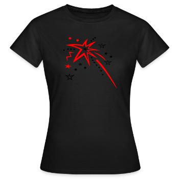 Stars, fireworks, shooting star - Women's T-Shirt - black - Front - AI Model Female 172 dark (172cm)