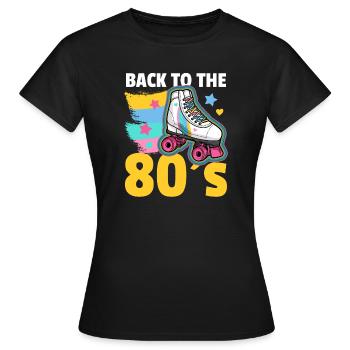 Rollschuhe 80er Rollschuhlaufen - Frauen T-Shirt - Schwarz - Vorne - AI Model Female 172 dark (172cm)