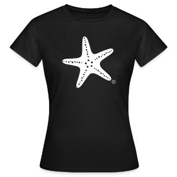 Kuesten-Kids - Seestern weiss - in Kontrastfarbe - Frauen T-Shirt - Schwarz - Vorne - AI Model Female 172 dark (172cm)