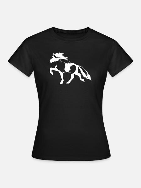 Schecke Islandpferd  - Frauen T-Shirt - Schwarz