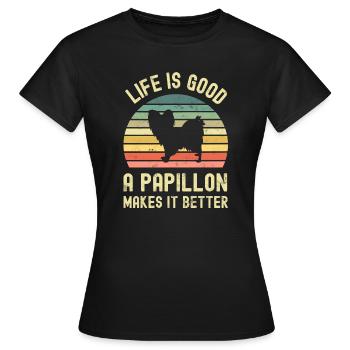 Hund Papillon - Frauen T-Shirt - Schwarz - Vorne - AI Model Female 172 dark (172cm)