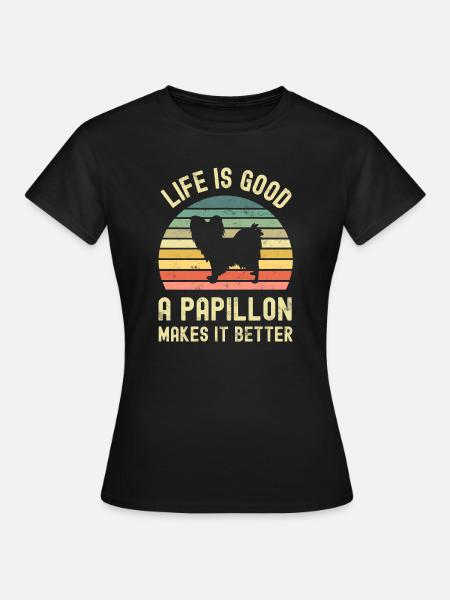 Koira Papillon - Naisten t-paita - musta