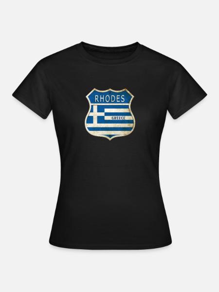 Rhodos Griechenland Wappen Flaggen Design - Frauen T-Shirt - Schwarz