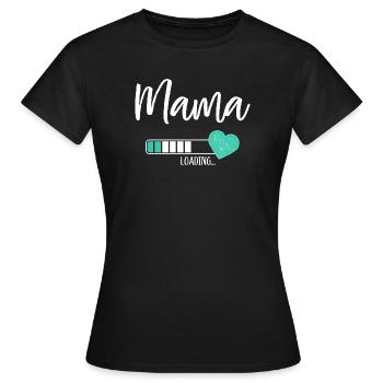 Mama Loading Herz Baby Junge Werdende Mama - Frauen T-Shirt - Schwarz - Vorne - AI Model Female 172 dark (172cm)