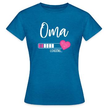 Oma Loading Herz Enkelin Mädchen Werdende Oma - Frauen T-Shirt - Antikblaues Saphir meliert - Vorne - AI Model Female 172 dark (172cm)
