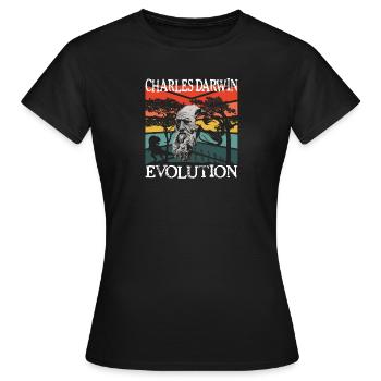 Charles Darwin Evolution textile Geschenkidee - Frauen T-Shirt - Schwarz - Vorne - AI Model Female 172 dark (172cm)