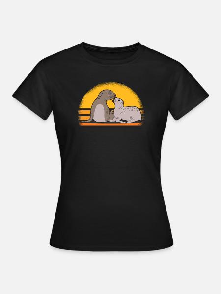 Sceau avec bébé mignon phoques cadeau - Dame-T-shirt - sort
