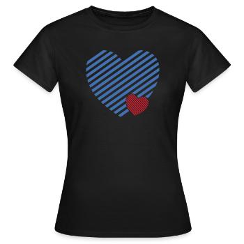 Doppel Herz - Design textile Geschenkidee - Frauen T-Shirt - Schwarz - Vorne - AI Model Female 172 dark (172cm)