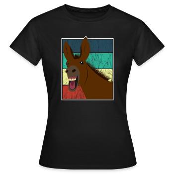 Maultier Muli Esel Pferd Vintage Geschenk - Frauen T-Shirt - Schwarz - Vorne - AI Model Female 172 dark (172cm)