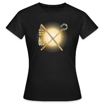 strahlendes Haken & Dreschflegel Pharaonen Zepter - Frauen T-Shirt - Schwarz - Vorne - AI Model Female 172 dark (172cm)