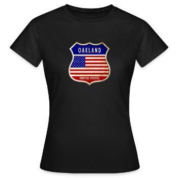 Oakland ÉTATS-UNIS Armoiries Drapeaux - T-shirt Femme - noir - Devant - AI Model Female 172 dark (172cm)