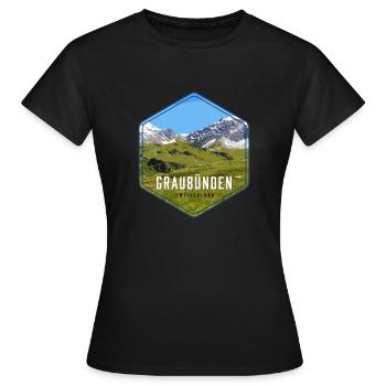Panorama alpin des Grisons - T-shirt Femme - noir - Devant - AI Model Female 172 dark (172cm)