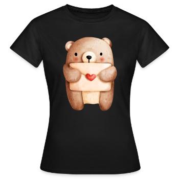 Verliebter Bär mit Liebesbrief – Liebe Design - Frauen T-Shirt - Schwarz - Vorne - AI Model Female 172 dark (172cm)
