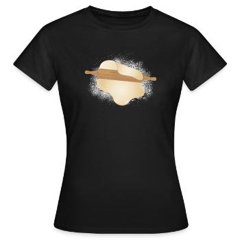 gestreutes Mehl mit ausgerollten Teig - Frauen T-Shirt - Schwarz - Vorne - AI Model Female 172 dark (172cm)