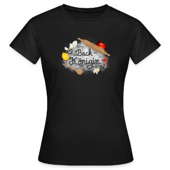 Mehl und Back Zutaten mit Schriftzug Back Königin - Frauen T-Shirt - Schwarz - Vorne - AI Model Female 172 dark (172cm)