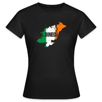 Donegal Irland County | Flagge Landkarte Kontur - Frauen T-Shirt - Schwarz - Vorne - AI Model Female 172 dark (172cm)