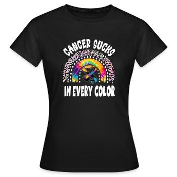 Cancer Sucks In Every Color Rainbow Plaid - Women's T-Shirt - black - Front - AI Model Female 172 dark (172cm)