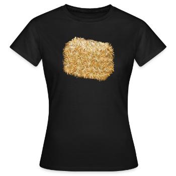 une balle de paille aux couleurs dorées chatoyantes - T-shirt Femme - noir - Devant - AI Model Female 172 dark (172cm)