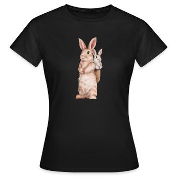 Hase Kaninchen Schlappohr Osterhase Hasenmama - Frauen T-Shirt - Schwarz - Vorne - AI Model Female 172 dark (172cm)