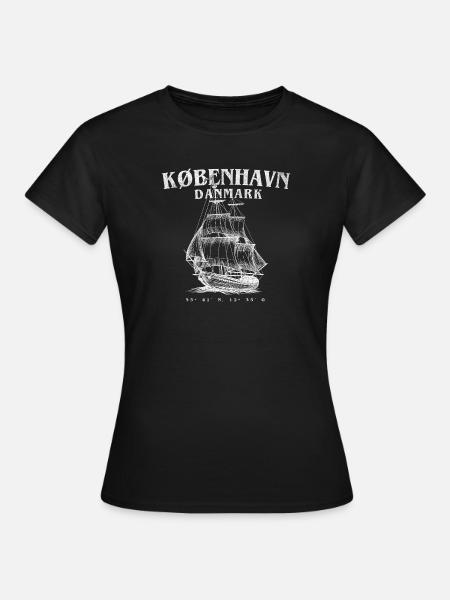 København Segelschiff Silhouette - Frauen T-Shirt - Schwarz