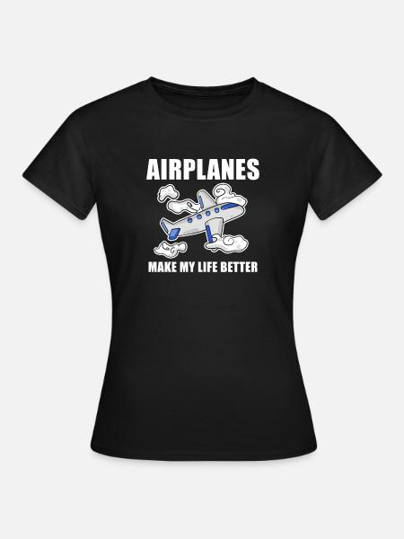 Flugzeug - Frauen T-Shirt - Schwarz