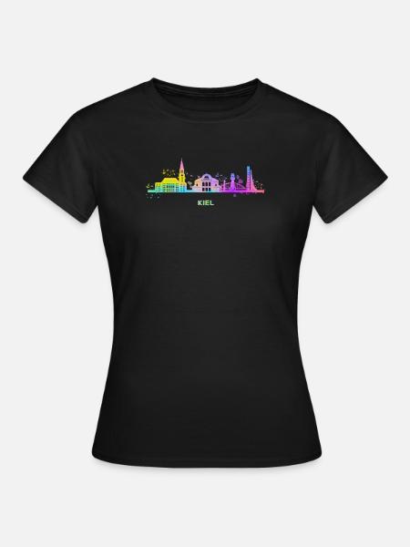 Kiel Skyline Bunt Kieler Norddeutschland - Frauen T-Shirt - Schwarz