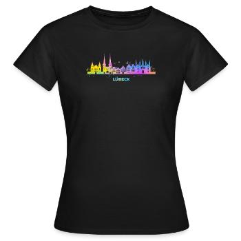 Lübeck Skyline Bunt Lübeck Allemagne du Nord - T-shirt Femme - noir - Devant - AI Model Female 172 dark (172cm)