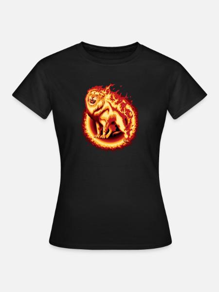 Löwe in Flammen - Frauen T-Shirt - Schwarz