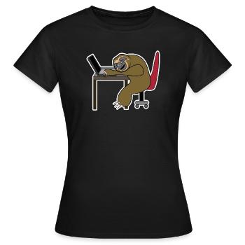 Ordinateur portable Home Office Déclaration Wfh Lustig Freelancer - T-shirt Femme - noir - Devant - AI Model Female 172 dark (172cm)