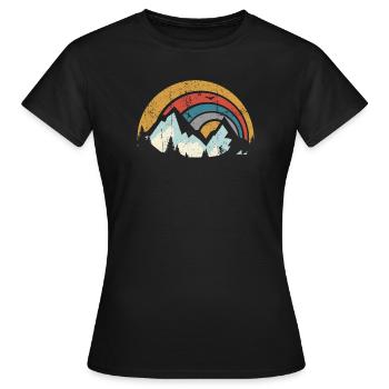 Retro Mountain Sunset Arc - Frauen T-Shirt - Schwarz - Vorne - AI Model Female 172 dark (172cm)