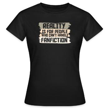 Reality and Fanfiction Mashup Design - Frauen T-Shirt - Schwarz - Vorne - AI Model Female 172 dark (172cm)
