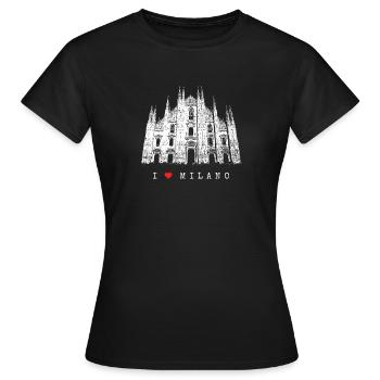 Milan Cathédrale de Milan Italie Amour J’aime Milan - T-shirt Femme - noir - Devant - AI Model Female 172 dark (172cm)