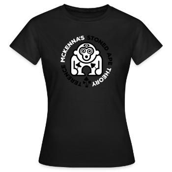 Terence McKennas Stoned Ape Theory. Psilocybin. - Frauen T-Shirt - Schwarz - Vorne - AI Model Female 172 dark (172cm)