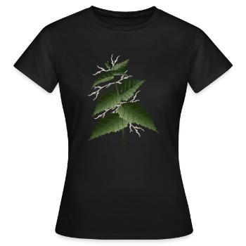 large nettle with large dark green leaves - Women's T-Shirt - black - Front - AI Model Female 172 dark (172cm)