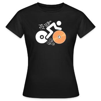 DJ-Figur mit Platten und Musiknoten - Frauen T-Shirt - Schwarz - Vorne - AI Model Female 172 dark (172cm)