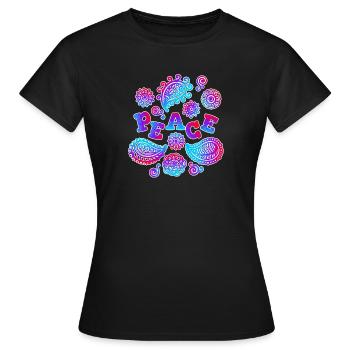Peace Spruch Friedensbewegung Frieden Liebe - Frauen T-Shirt - Schwarz - Vorne - AI Model Female 172 dark (172cm)