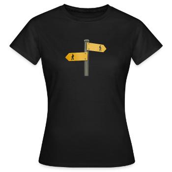 Panneau de randonnée panneau indicateur - T-shirt Femme - noir - Devant - AI Model Female 172 dark (172cm)