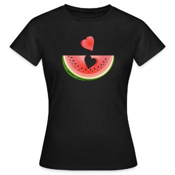 Morceau de pastèque avec cœur - T-shirt Femme - noir - Devant - AI Model Female 172 dark (172cm)