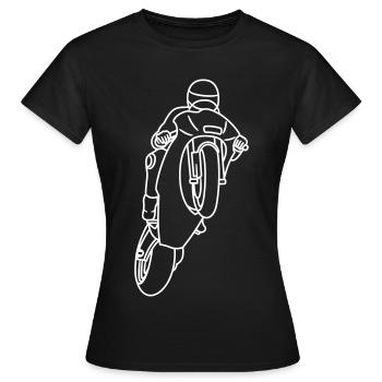 Wheelie extreme avec moto de course - lumineux - T-shirt Femme - noir - Devant - AI Model Female 172 dark (172cm)