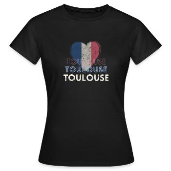 Retro-Abzeichen, Toulouse Frankreich ist meine Heimatstadt - Frauen T-Shirt - Schwarz - Vorne - AI Model Female 172 dark (172cm)