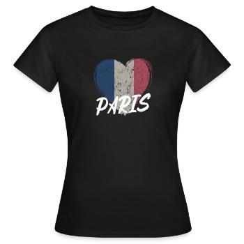 Retro-Abzeichen, Paris Frankreich ist meine Heimatstadt - Frauen T-Shirt - Schwarz - Vorne - AI Model Female 172 dark (172cm)
