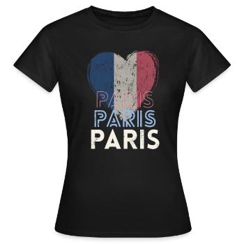 Retro-Abzeichen, Paris Frankreich ist meine Heimatstadt - Frauen T-Shirt - Schwarz - Vorne - AI Model Female 172 dark (172cm)
