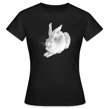 WHITE RABBIT | Schneehase nach Albrecht Dürer - Frauen T-Shirt - Schwarz - Vorne - AI Model Female 172 dark (172cm)