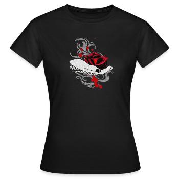 Tribals, Hände, Rosenblüte, Blutflecken - Frauen T-Shirt - Schwarz - Vorne - AI Model Female 172 dark (172cm)