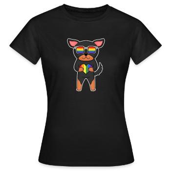 Chien LGBT Lancashire Heeler Rainbow - T-shirt Femme - noir - Devant - AI Model Female 172 dark (172cm)