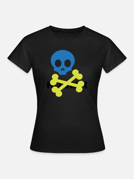 Neon Blue Skull and Crossbones - Women's T-Shirt - black